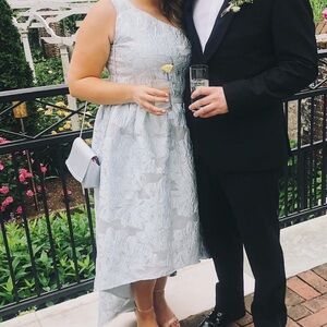 Elegant Light Blue Floral Dress